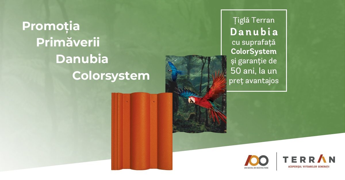 Țiglă Terran Danubia cu suprafață ColorSystem și o garanție de 50 ani, la un preț avantajos